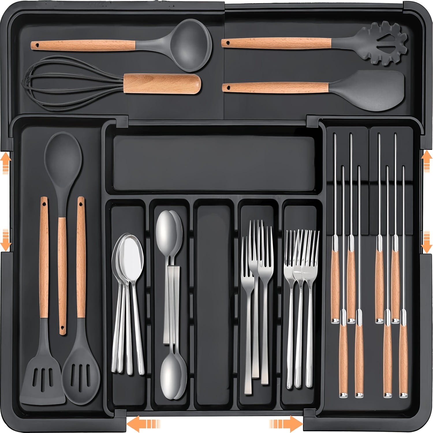 Expandable Silverware Drawer Organizer | Adjustable Kitchen Storage Tray, Forks And Utensil Holder, Easy To Clean And Wash, In 3 Colors
