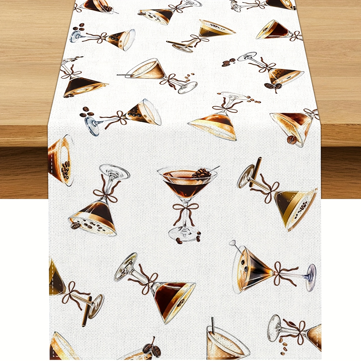 TEMU 1pc, Espresso Martini Table Runner, Birthday Party Decoration Coffee Beans Cocktail Dining Room Home Kitchen Table Decor