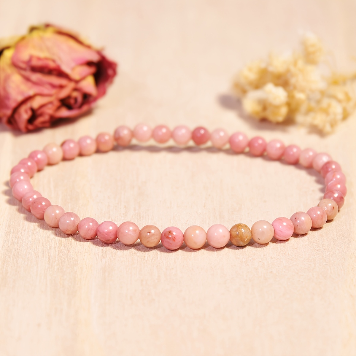 Image of Natural Stone Bracelet Suitable For - Skinny Compatible 4mm Beads, Minimalist Elegant Casual Attire, Meaningful Gift For, Mom, Wife