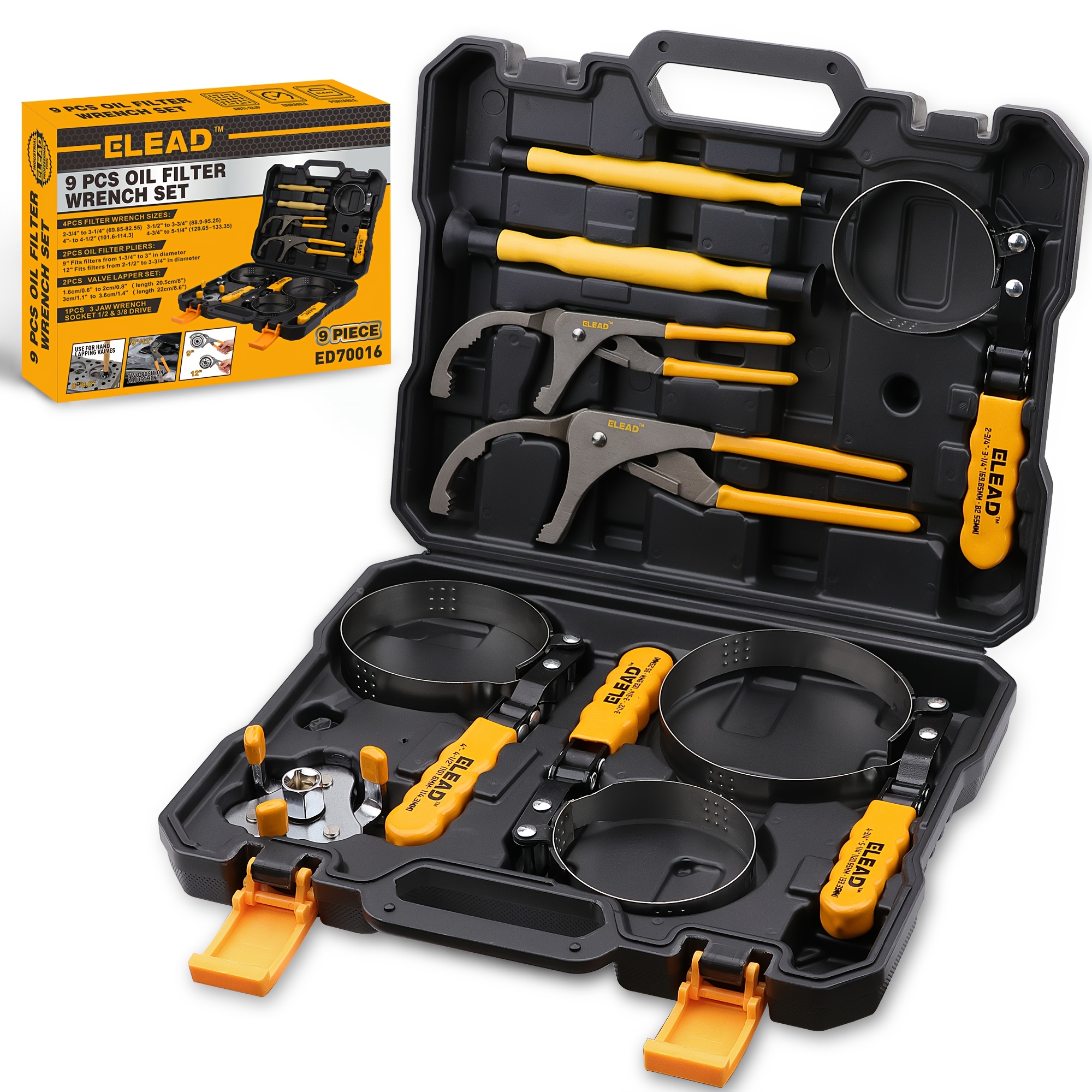 TEMU Elead 9pcs Oil Filter Wrench Set, Sturdy Band, Versatile Sizes, Universal Adjustable, Effective Pliers, Complete Set