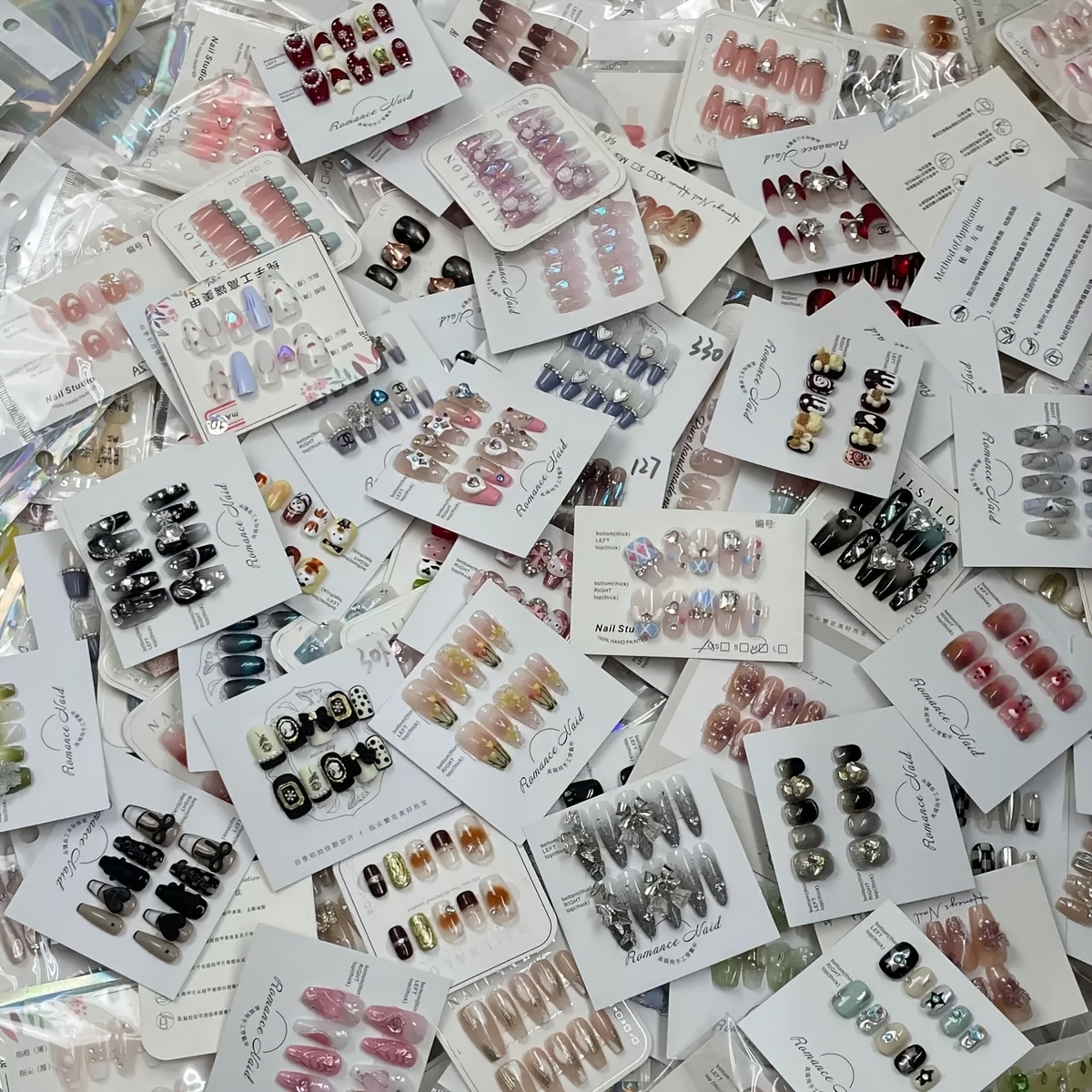 TEMU 50pcs Random Assortment Of : Almond Nails, Square Nails, Short Round Nails, Duckbill Nails, Mixed Styles, Glossy Finish, High-quality Artificial