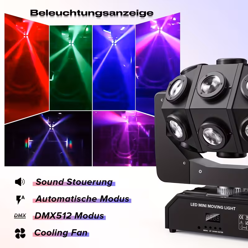 270w moving head 18 led rotating beam dmx stage light rgbw halloween christmas dj disco 6