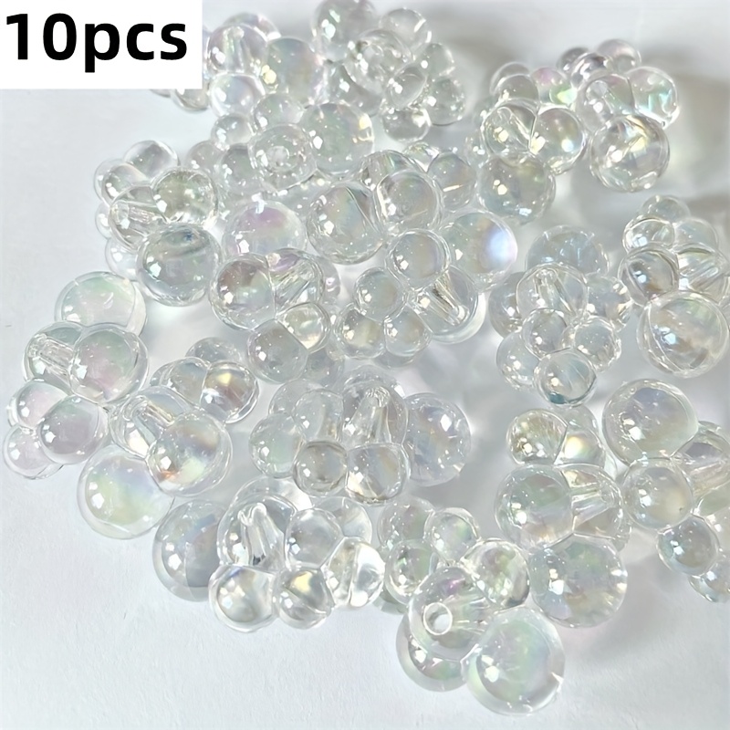 TEMU 10pcs Transparent Acrylic Ab Glossy Cloud-shaped Beads - Iridescent & Layer Making, Bracelets, Necklaces, Phone Chains, Keychains, Craft Bead