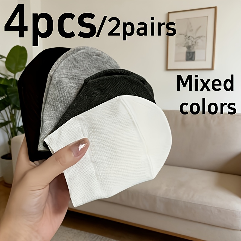 E-shop 4 Stück/2 Paar Damen Halbflächen-Bootssocken, Halbschlappen, zufällige Farben Frühling/Sommer Socken, Damen Kurzsocken, niedrig geschnitten,