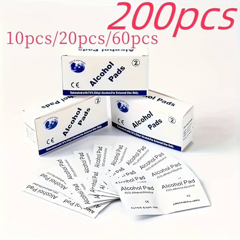 10/20/60/200pcs, Alcohol Pads, Cleaning Towels, Individually Wrapped, Compact and Lightweight, Suitable for Mobile Phone Screen Wiping, Tableware and Public Handle, Nail Wiping Cloth, Nail Polish Removal Pads