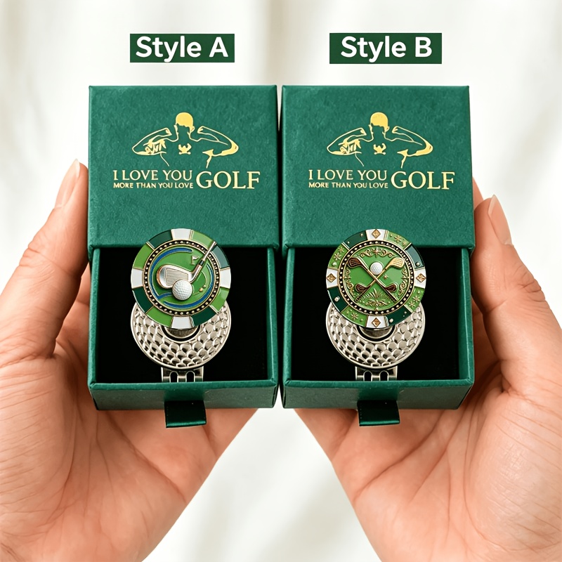 TEMU Green White Golf Club Golf Ball Marker With Hat Clip Gift Set, Magnetic Metal Golf Additions, Christmas Thanksgiving Birthday Gift For Men