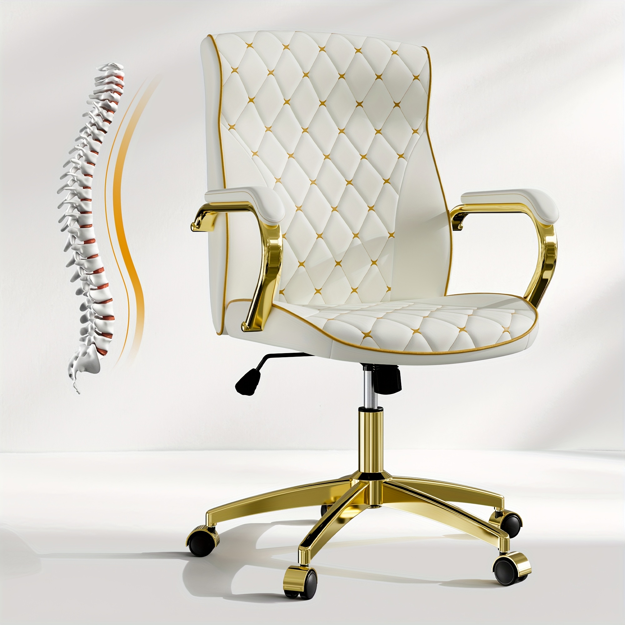 TEMU Luxury Ergonomic Office Chair, Big And Tall Executive Home Office Desk Chair, Swivel Computer Chair With High Back, Wheels, Lumbar Support