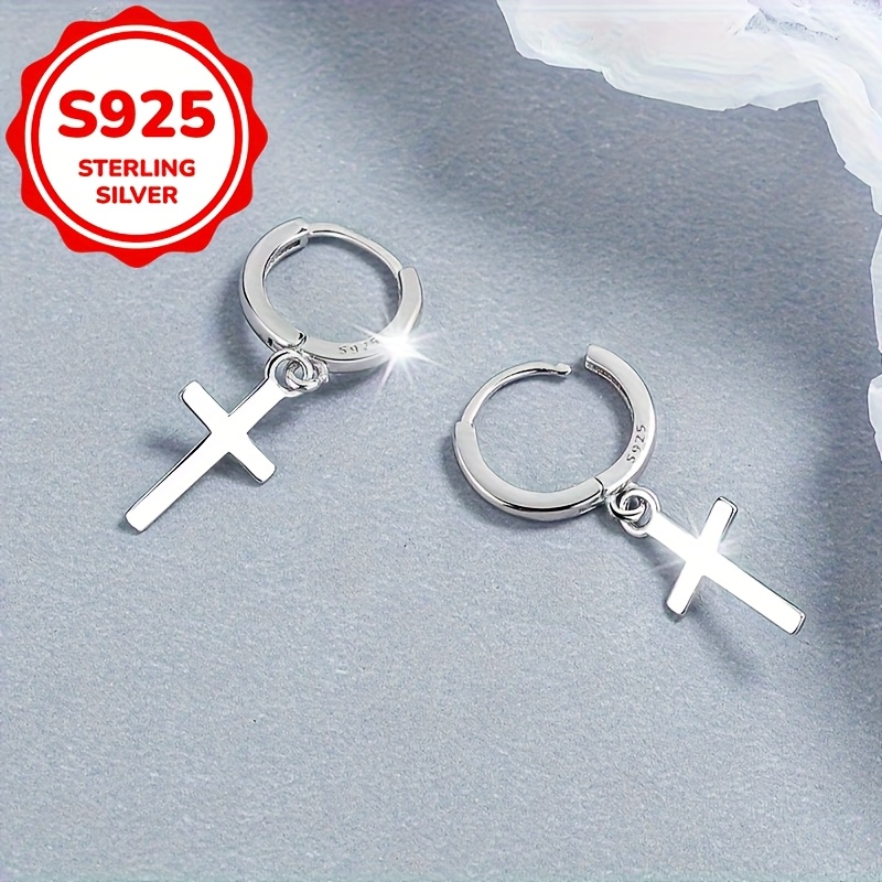 Women's Classic Cross Pendant Earrings 925 Sterling Silver Packaging