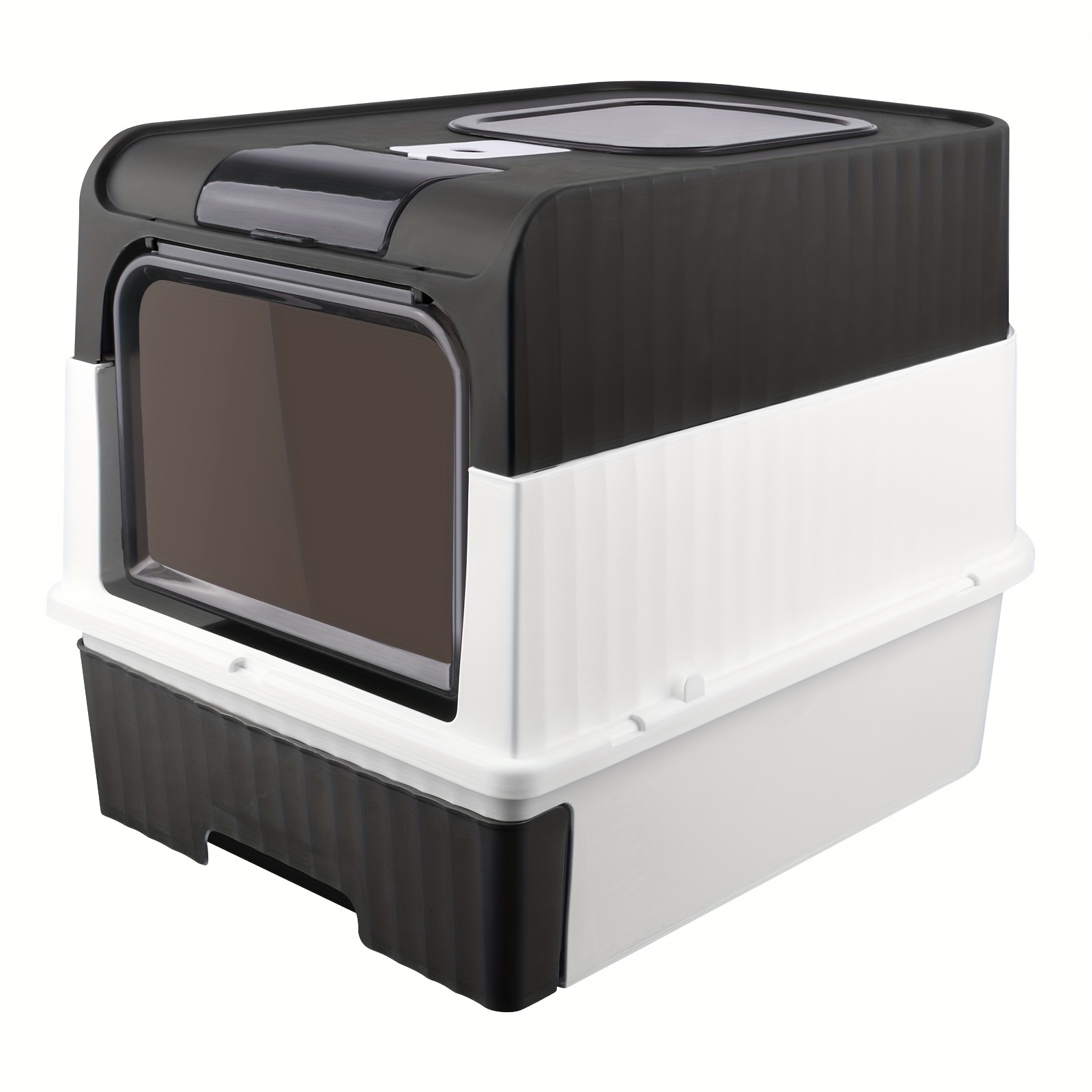 TEMU Bac à litière noir fermé avec couvercle, toilette pour chat, plateau extractible, toilette pour chat