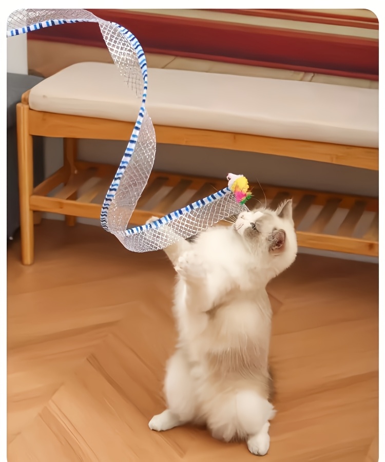 Deux tunnels pour chats en forme de ressort, pliables pour le divertissement et le jeu, tunnel spirale de chasse, équipés de jouets en plume et de souris, adaptés aux chatons, jouets d'intérieur pour chats.