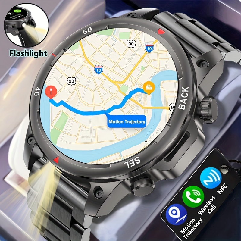 mens outdoor   watch for men led lighting answer make call gps motion trajectory smartwatch   hd screen   wireless call nfc smart watch compass fitness   watch sports watch for men fathers day gift