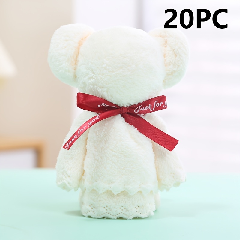 E-shop 20 Plüsch-Korallenfleece-Bärenhandtücher – für Hochzeiten, Geburtstage Partys | Weiche saugfähige Geschenkideen, dick, quadratisch, praktisch,