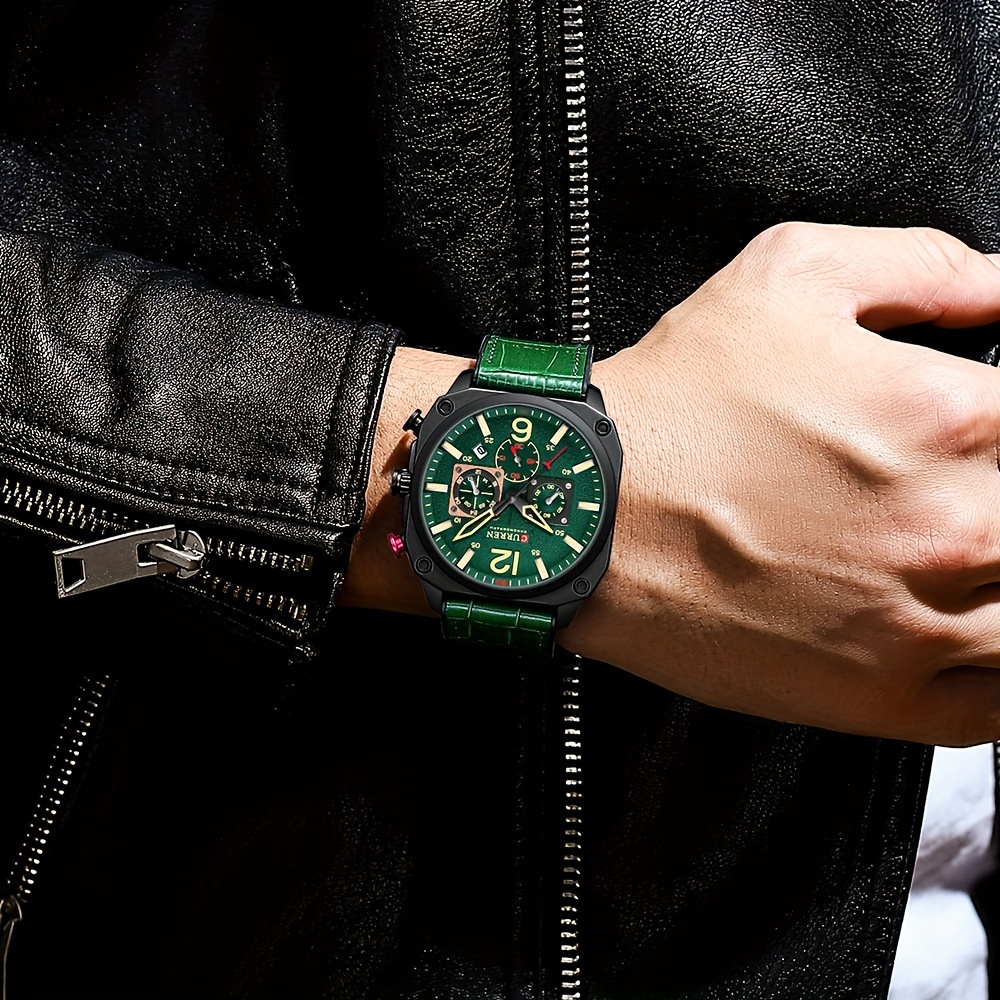 mens fashionable sports watch multifunctional chronograph quartz luminous hands date display   alloy case square dial electronic movement silicone strap   details 12