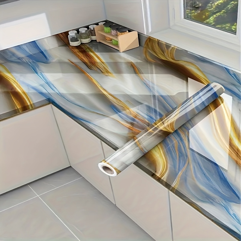 Image of Self-adhesive Waterproof And Oil-proof Wall Stickers For The Kitchen, Vinyl Contact Paper For Countertops And Cabinets, Wall Decoration For Living Rooms And Bedrooms, Easy To And Install