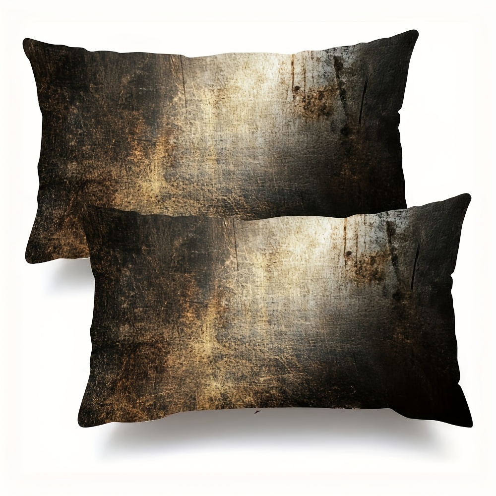 TEMU 2pcs Double-sided Super Soft Short Plush Pillowcase, Metal Distressed Texture Double-sided Printing 12x20 Inches, Zipper Closure, Without