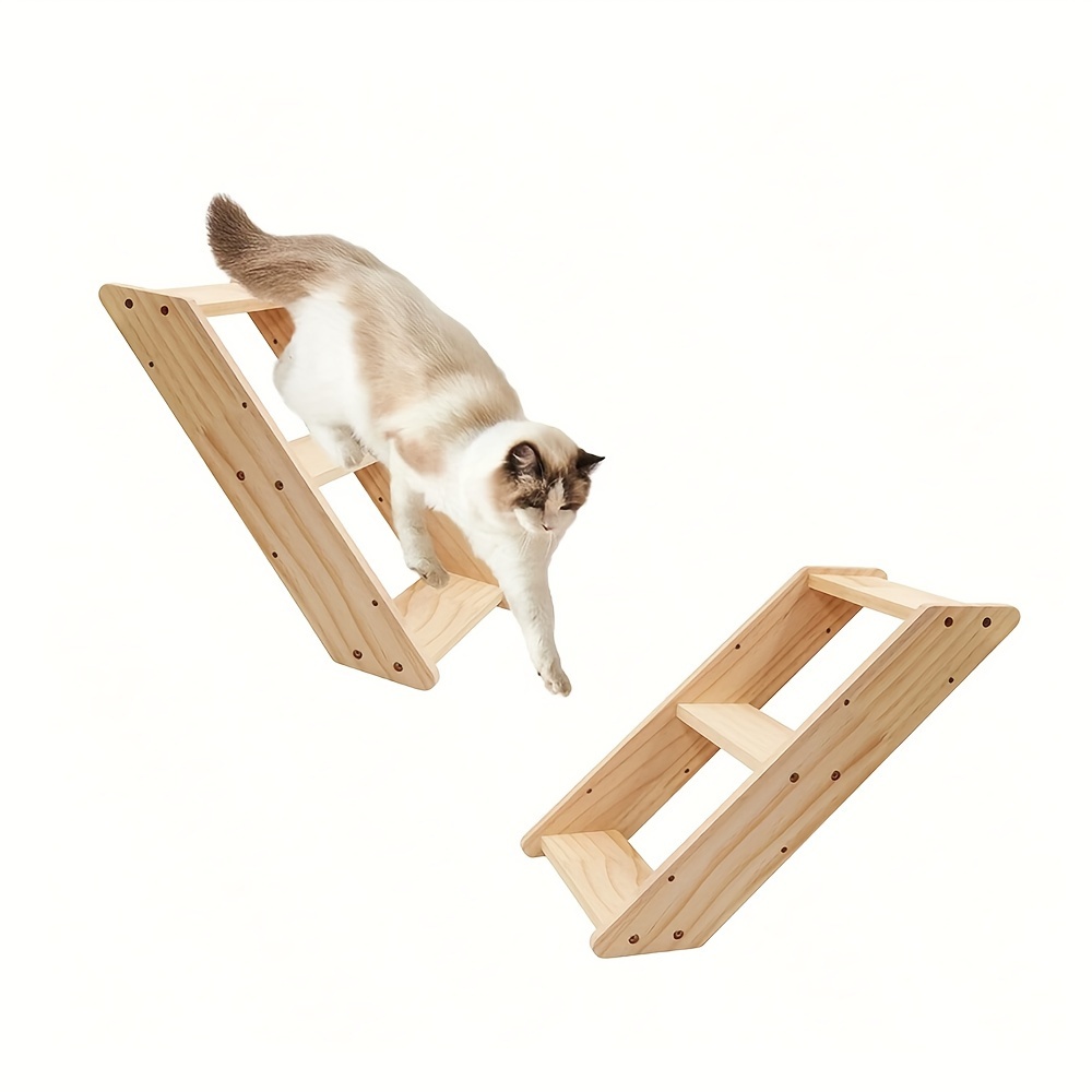 Set 3 Étapes De Mur Chat En Bois Pas Échelle D'escalade Pour