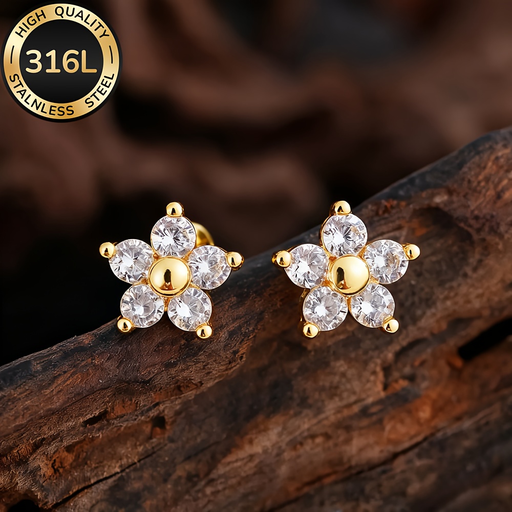 High-quality Stainless Steel Hypoallergenic Golden Stud Earrings, Anti-fade, Easy And Elegant, Fashionable Women's Earrings For Daily Wear Or Parties, Jewelry Additions, Are Exquisite Gifts For Women