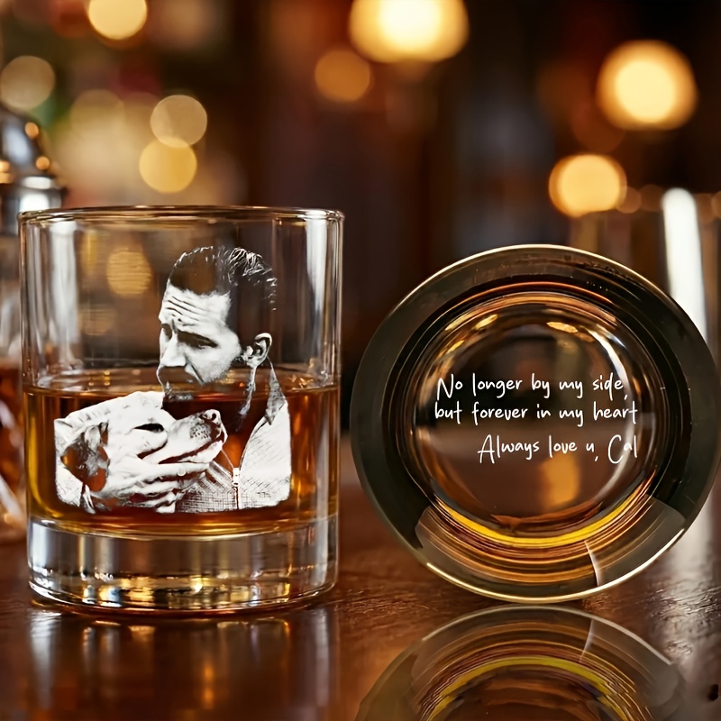 TEMU Custom Photo On Whiskey Glass, Dad Gift Idea, Engraving Photo On Whiskey Glass, Father' Day Gift, Engrave Your Photo On Pint Glass Cup