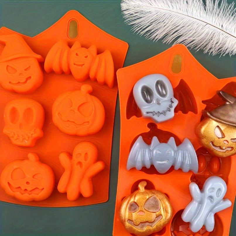 

Halloween Baking : 6- Silicone Mold For Cakes, Chocolates & Soaps - Bat And Designs