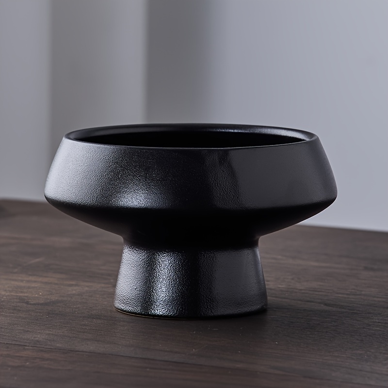 Image of 1pc Modern Ceramic Round Planter With Minimalist - Lightweight Pot Suitable For /outdoor Use, -standing Potted Plant For - Maintenance, Modern Nordic Style, Small Plant Capacity