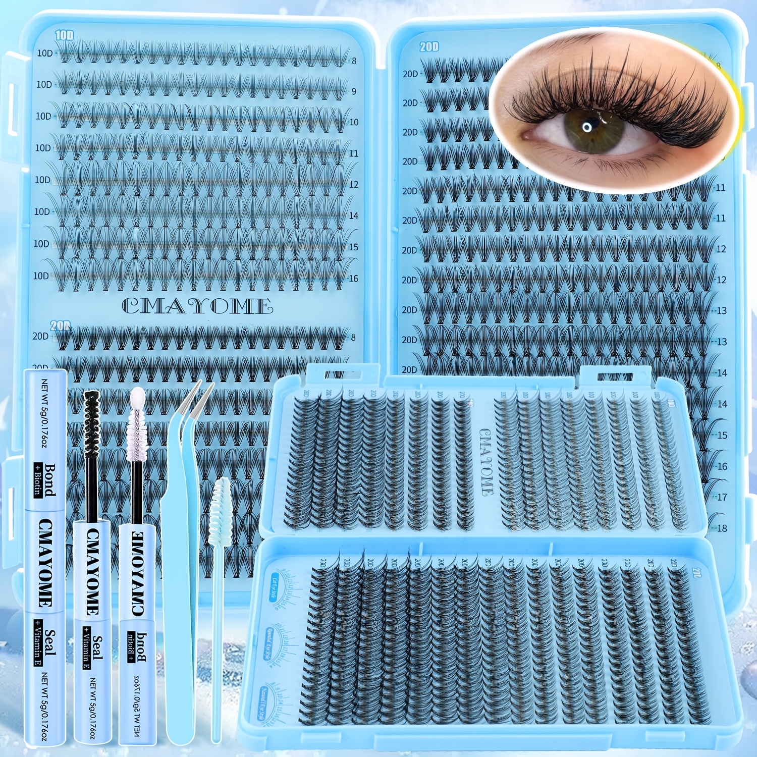 [640pcs Eyelash Kit] | Volume Lashes Guide, Dcurl Lengths 8-16mm Cat Eye, And | Includes Tool Set For Application | Ideal For Everyday Makeup, Professional Settings, Romantic