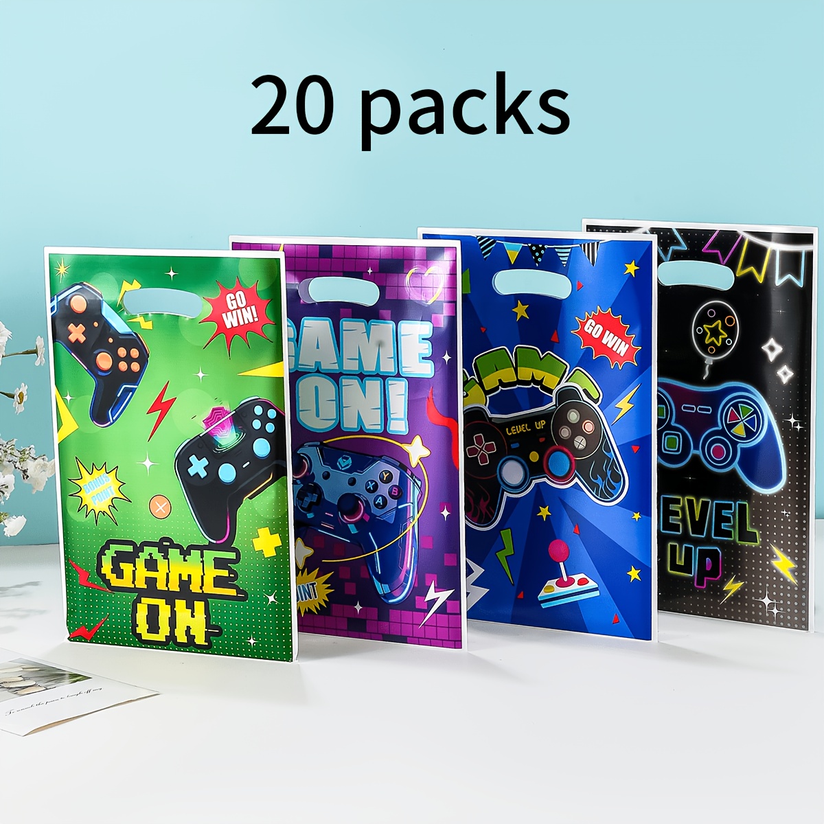 TEMU 20/40 Pack Game Party Favor Bags, Game Themed Party Tote Gift Bags, Game Carnival Party Supplies, Game Competition Decorations, Reusable Gift