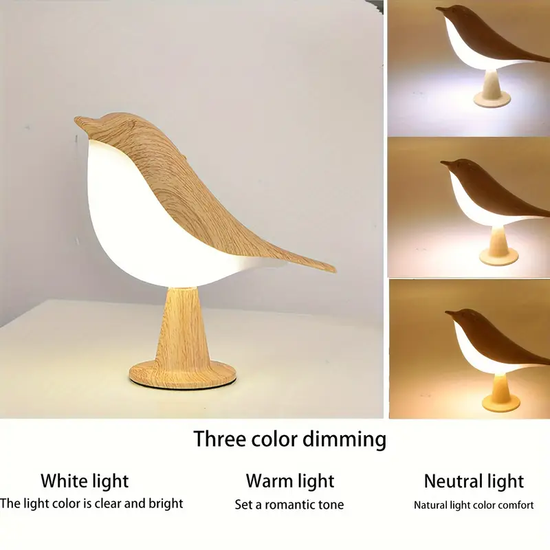 1pc art bird led table lamp 3 level adjustable touch controlled night light rechargeable lithium battery plastic freestanding desk lamp with usb cable animal theme for room types maple leaf color Product details 3