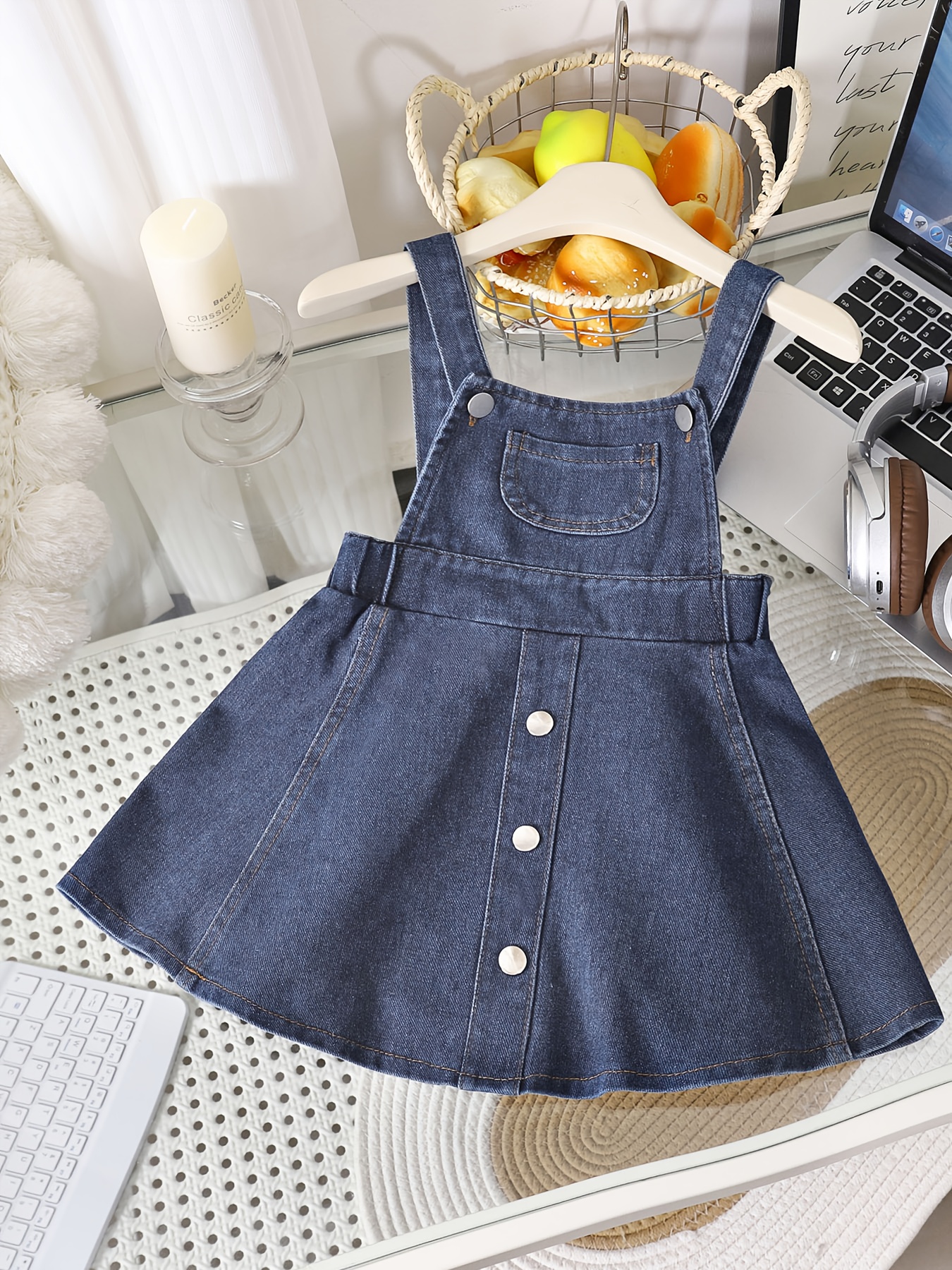 girls denim jumper dress 2 8 years adjustable straps built - Temu Mauritius