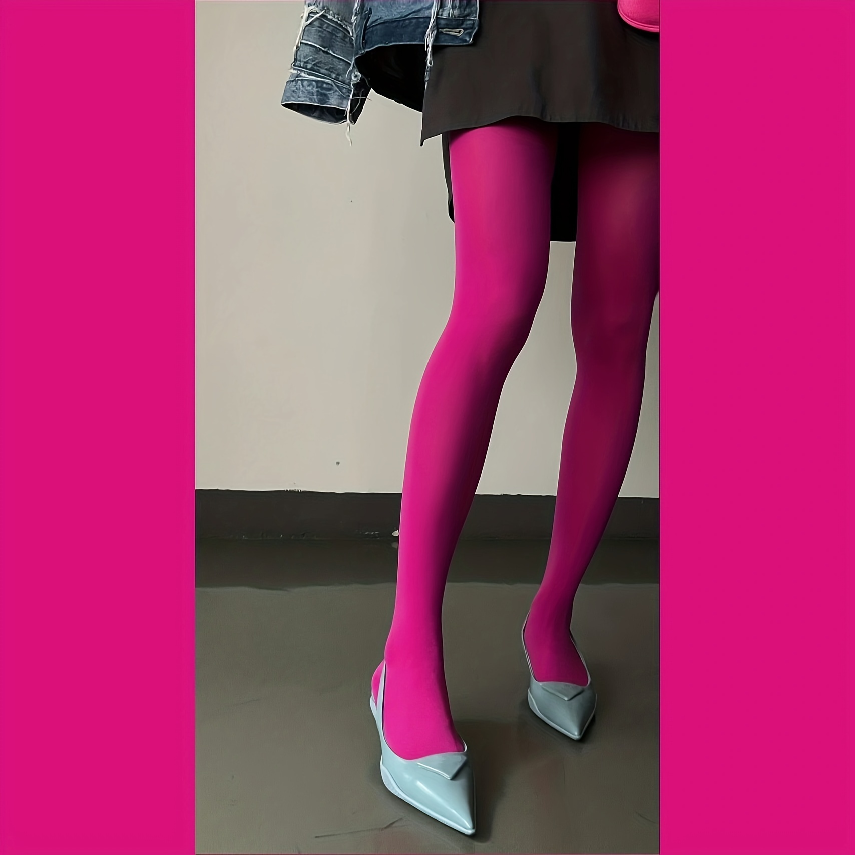 

Velvet Pink Tights For Women - Solid Color Polyamide & Spandex , Knit Fabric, Non-slip Long Tube Socks, Hand Washable