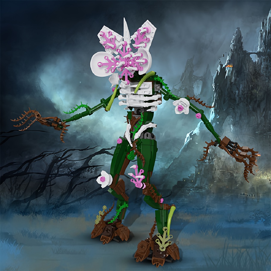 407 Pieces Orchid Shaped Monster Model Horror Character Collection Building Blocks Toys With Gift Box And Paper Instructions
