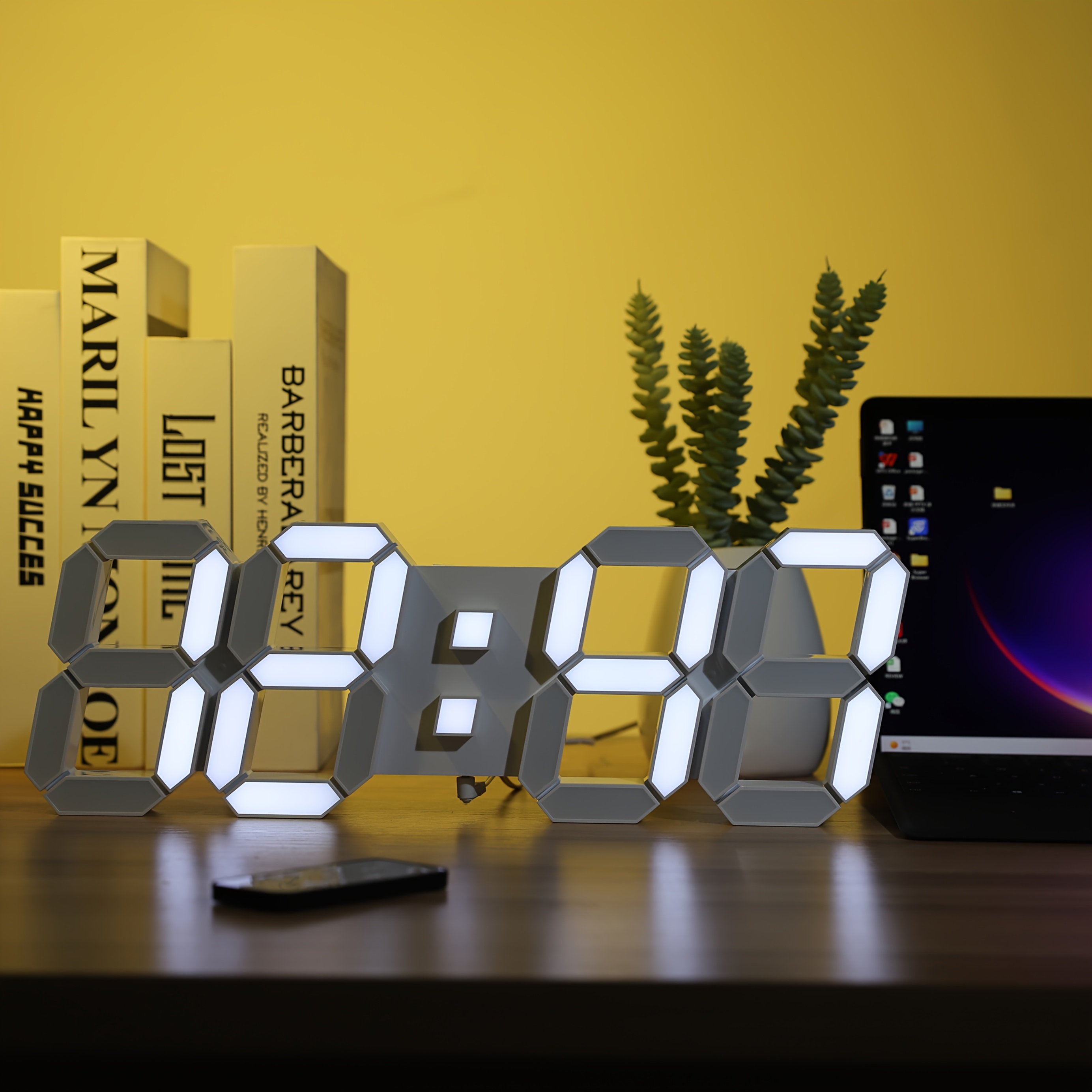 TEMU 1pc Of A 9.7-inch Digital Led Wall Clock Suitable For Bedrooms, A Large Table Clock With Alarm Features, Remote Control, 12/24-hour Format,