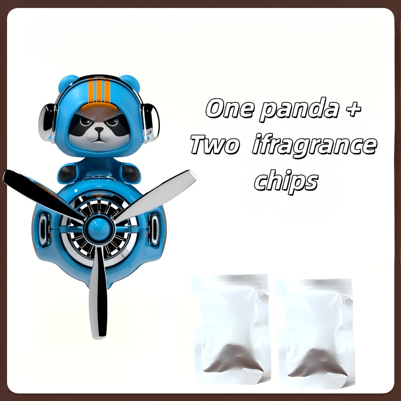 Image of Pilot Car Air Freshener With Rotating Propeller, Bobbing Panda Head, Car Vent Fragrance Diffuser, Trendy Car Decoration, "scent-free" Add Your Own Fragrance