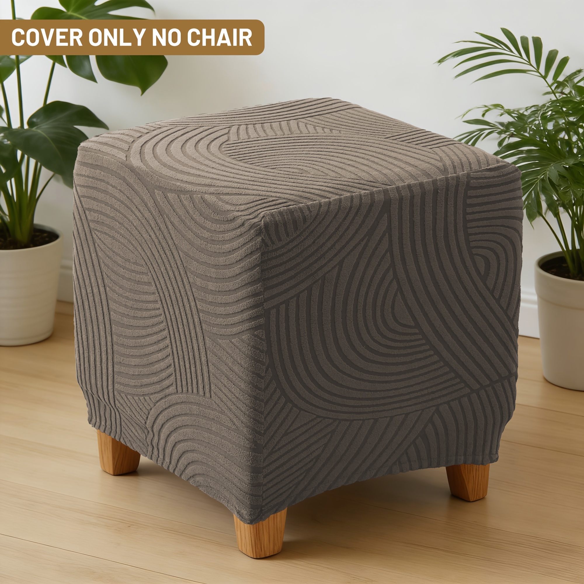 TEMU 1pc Elastic Footstool Cover With Stretchable -fit - Soft Chair Suitable For Square Stools, Footrests, Ottomans, Machine Washable Cover Fits Most