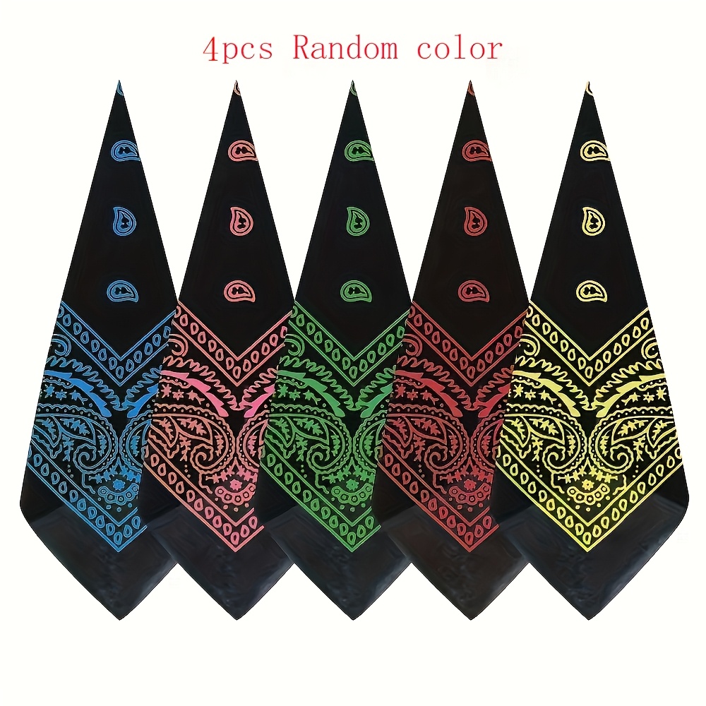 E-shop 4er-Pack Paisley-Print Quadratischer Schal Böhmischer Damen Herren Unisex Mehrzweck Schal Outdoor Street Dance Hip Hop Dekoratives Kopftuch