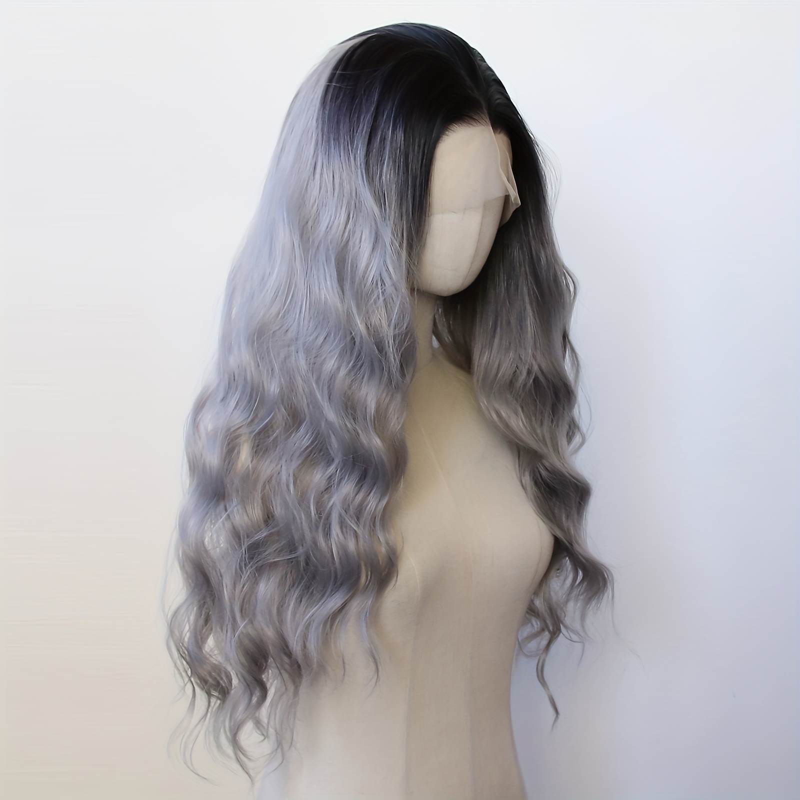purple dark violet ombre wig long loose - Temu display picture 2