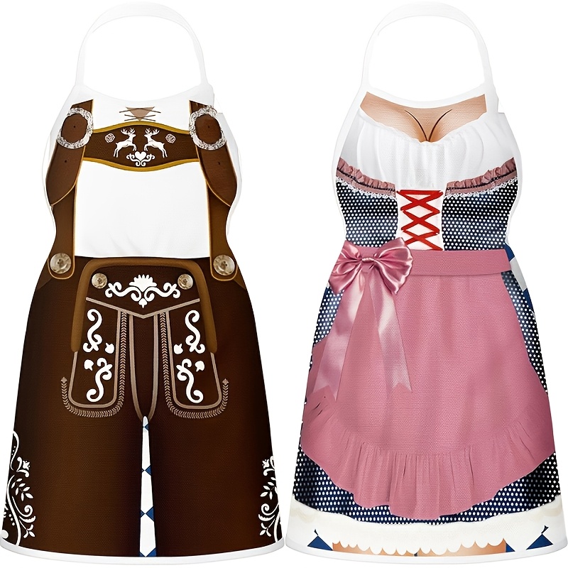 TEMU 2pcs German Oktoberfest Apron Set For Beer Festival Parties, In Multiple Colors And Styles, Chef Kitchen Gift, Oktoberfest Decorative Apron, Fun