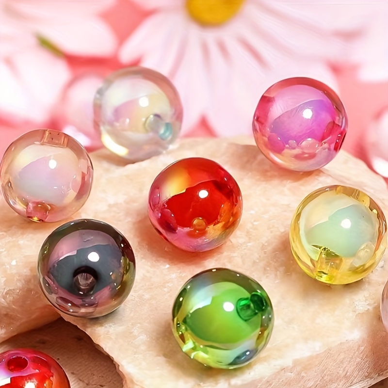 

20pcs 16mm Transparent Uv Plated Acrylic Round Beads For Making