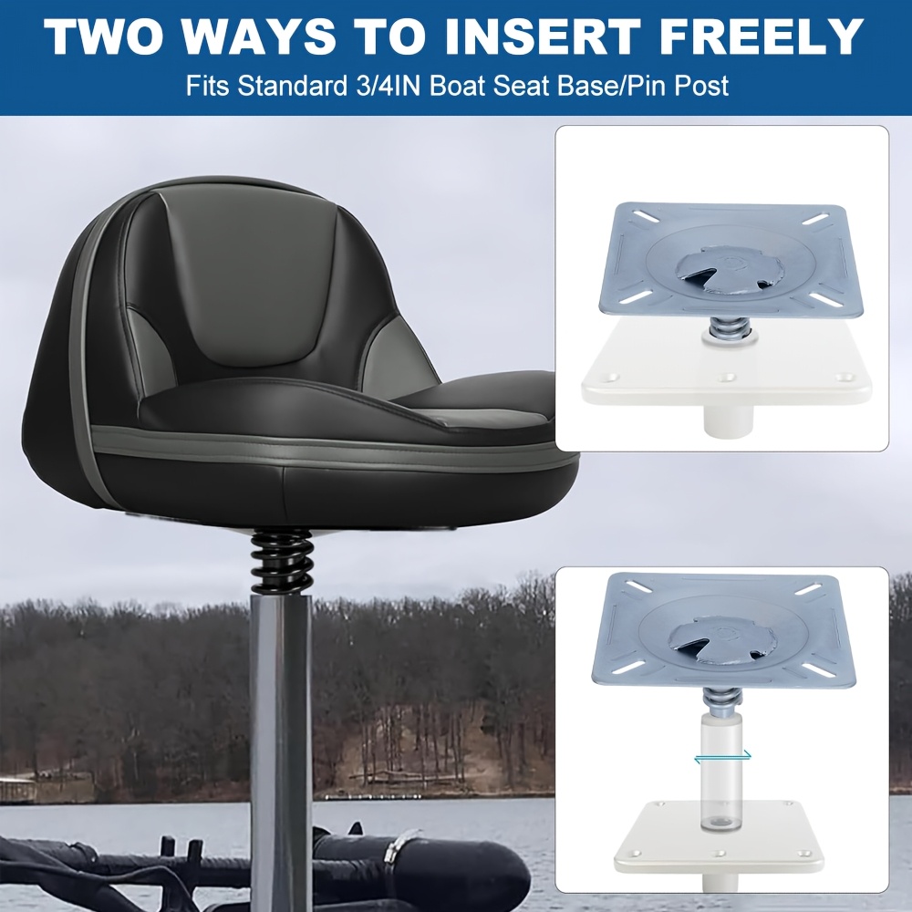 Boat Pedestal Seat Package 3 Piece Kit Boat Seat And Pedestal Combo With Boat Seat Mount For Deck Boat Seat Swivel Base Plate For Fishing Boat Seat Or Casting Seat Pedestal And Jon Bass Boat 2pk