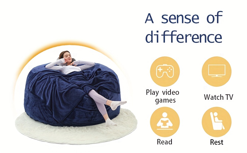 Enormous 6' Memory Foam Furniture Bean Bag( 3 Gifts: U-Shaped Pillow, Blanket Pillow, 6-Foot Rug) - Large Sofa with Soft Microfiber Cover