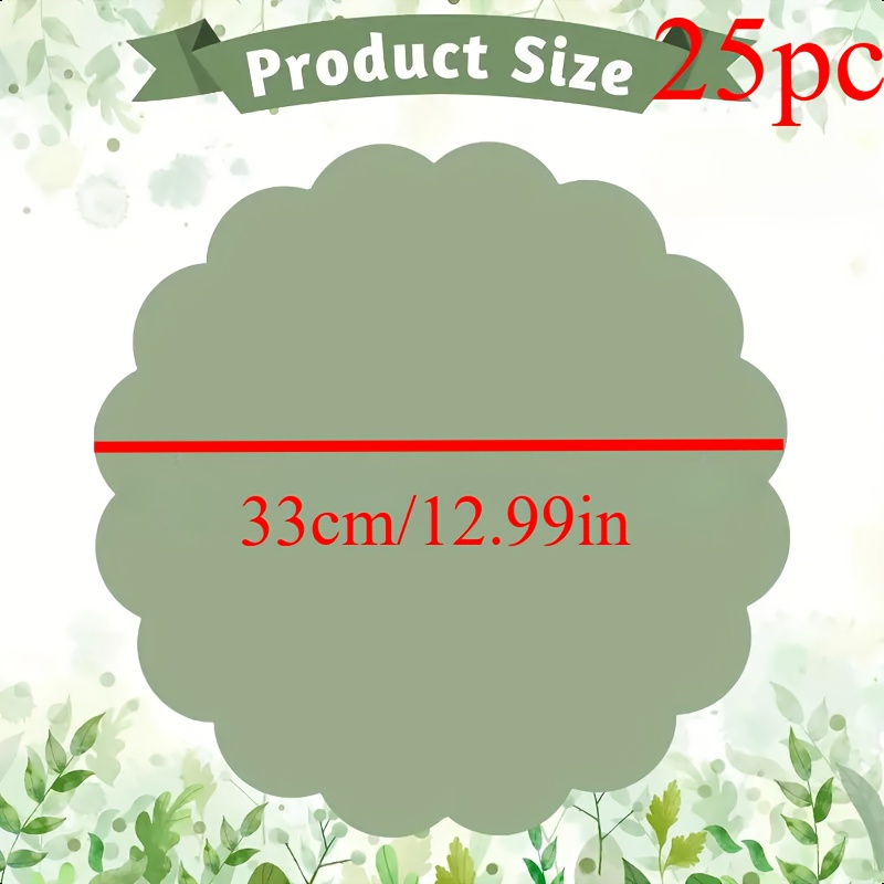 25pcs Disposable Green Floral Placemats, Suitable For Wedding Parties, Indoor/outdoor, Kitchen, Dining Table, Birthday Decorations