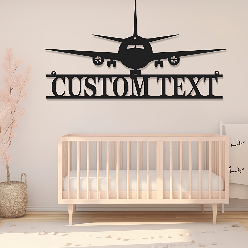 TEMU Custom Airplane Metal Wall Art - Personalized Name Sign, Decorative Iron Home Decor, Statue Wall Hanging, Customizable Name