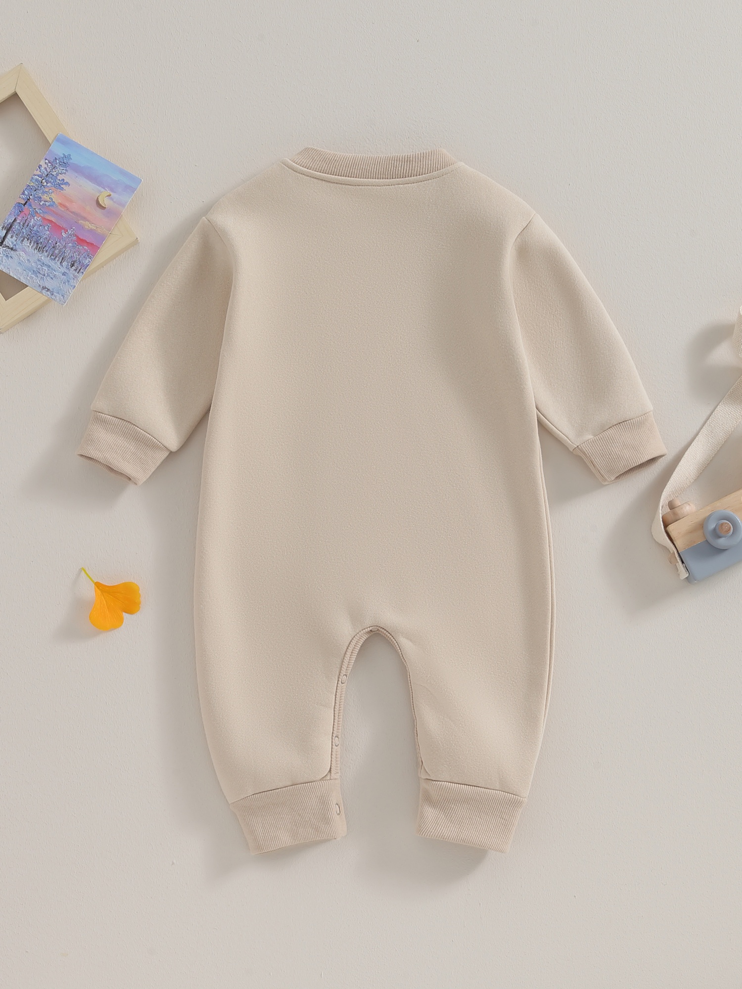 Toddler Baby Sweatshirt Romper Solid Color Fleece Long Sleeve
