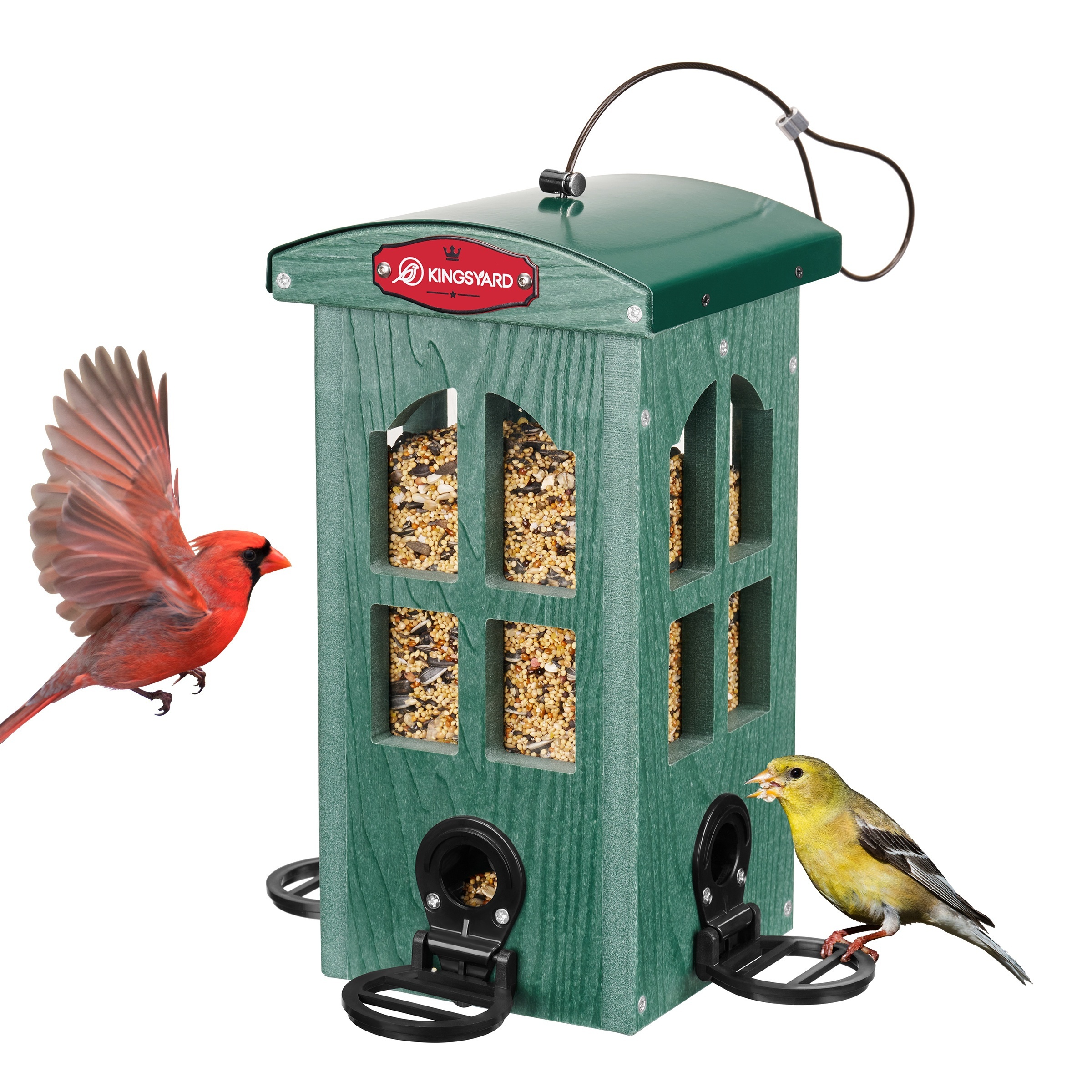 

Kingsyard Phone Booth Bird Feeder With Metal Weatherproof Roof & Mesh Tray, Recycled Plastic Bird Feeders For Outdoors Hanging, 3 Lbs Large Seed Capacity, Garden Yard Decoration