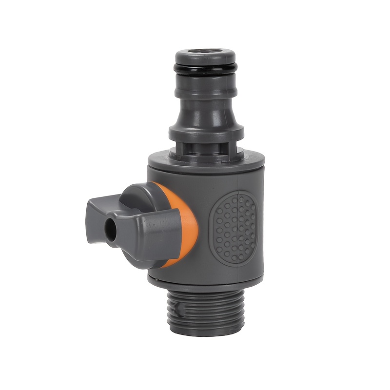 Garden Hose Converter With Shut-off Valve, Durable Abs Plastic Coated Quick Connector, 3/4 Inch External Thread Interface - 16mm Connector