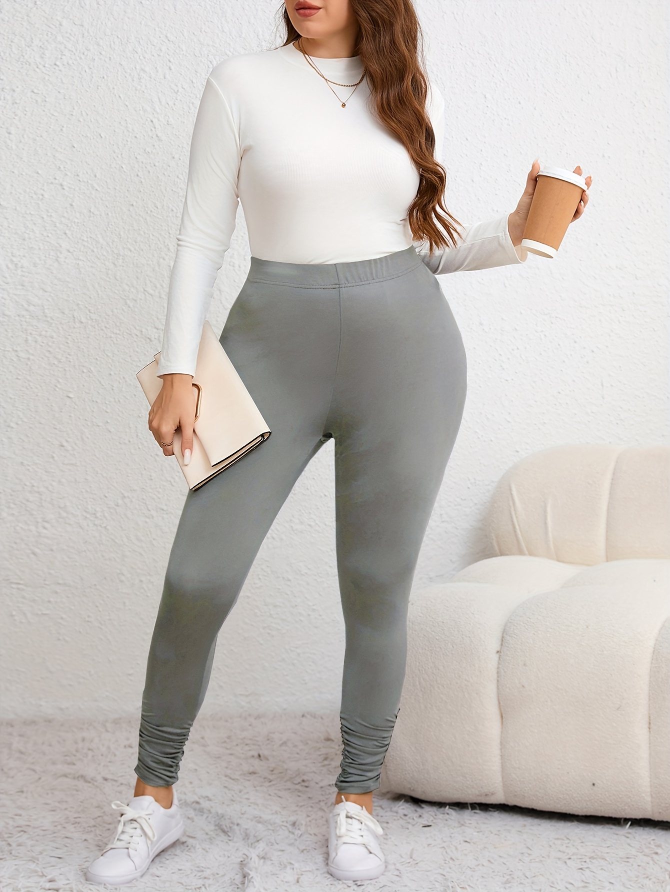 Big Size Leggings with Button Details