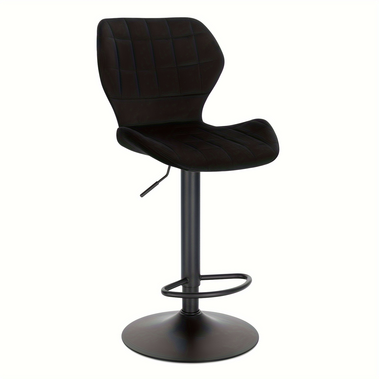 1pc Height-adjustable Stool 60-82cm Chair With Backrest Footrest Velvet Metal Standing Stool