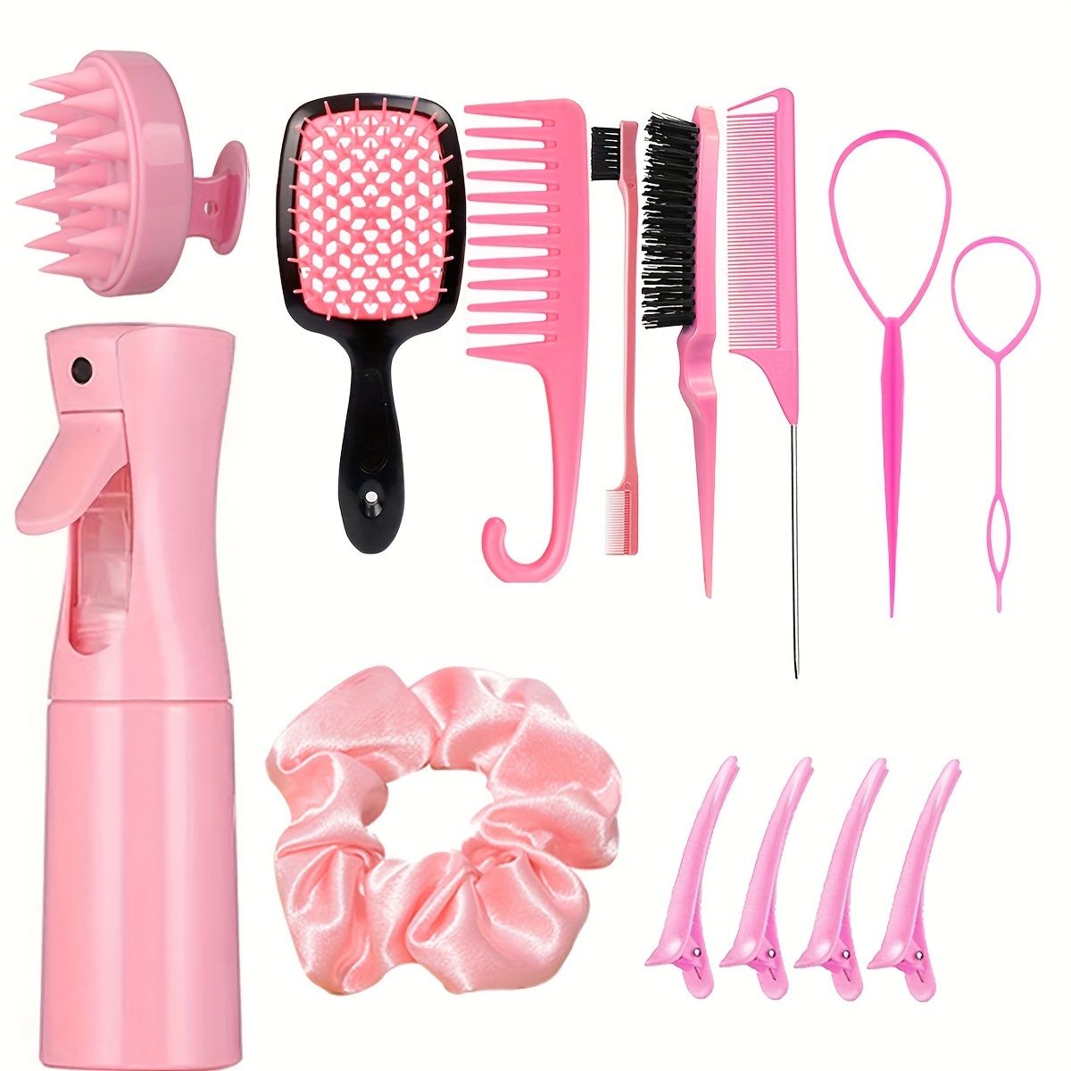 

14-piece Professional Hair Styling Kit: Quick-dry Spray, Smoothing & Precision Combs, Braiding Tools - Complete Salon-quality Set For All Hair Types