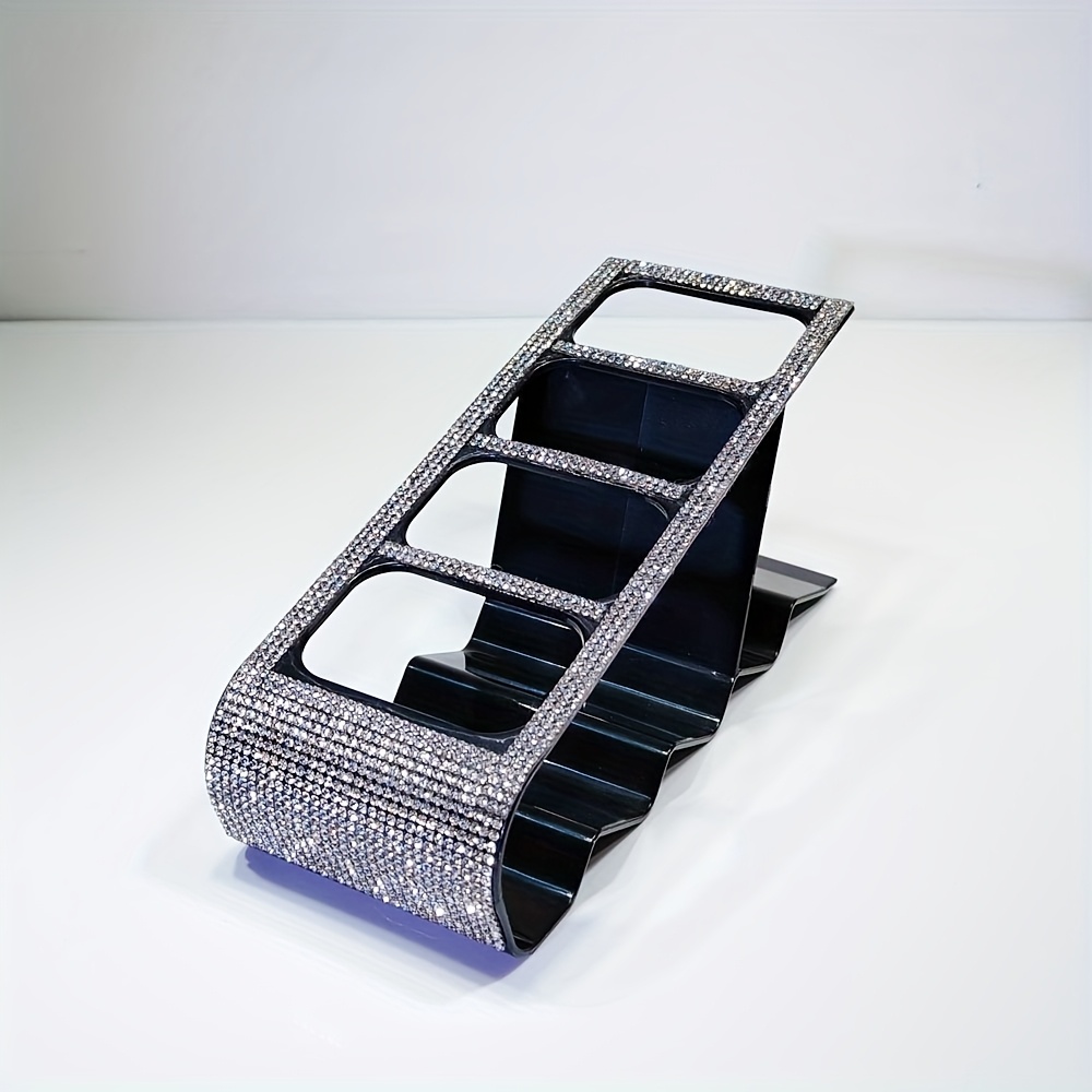 TEMU 4-Slot Rhinestone-Verfraaide Afstandsbedieninghouder - Glanzende Plastic Desktop Organizer voor TV, DVR, Streaming Devices - Geen Elektriciteit