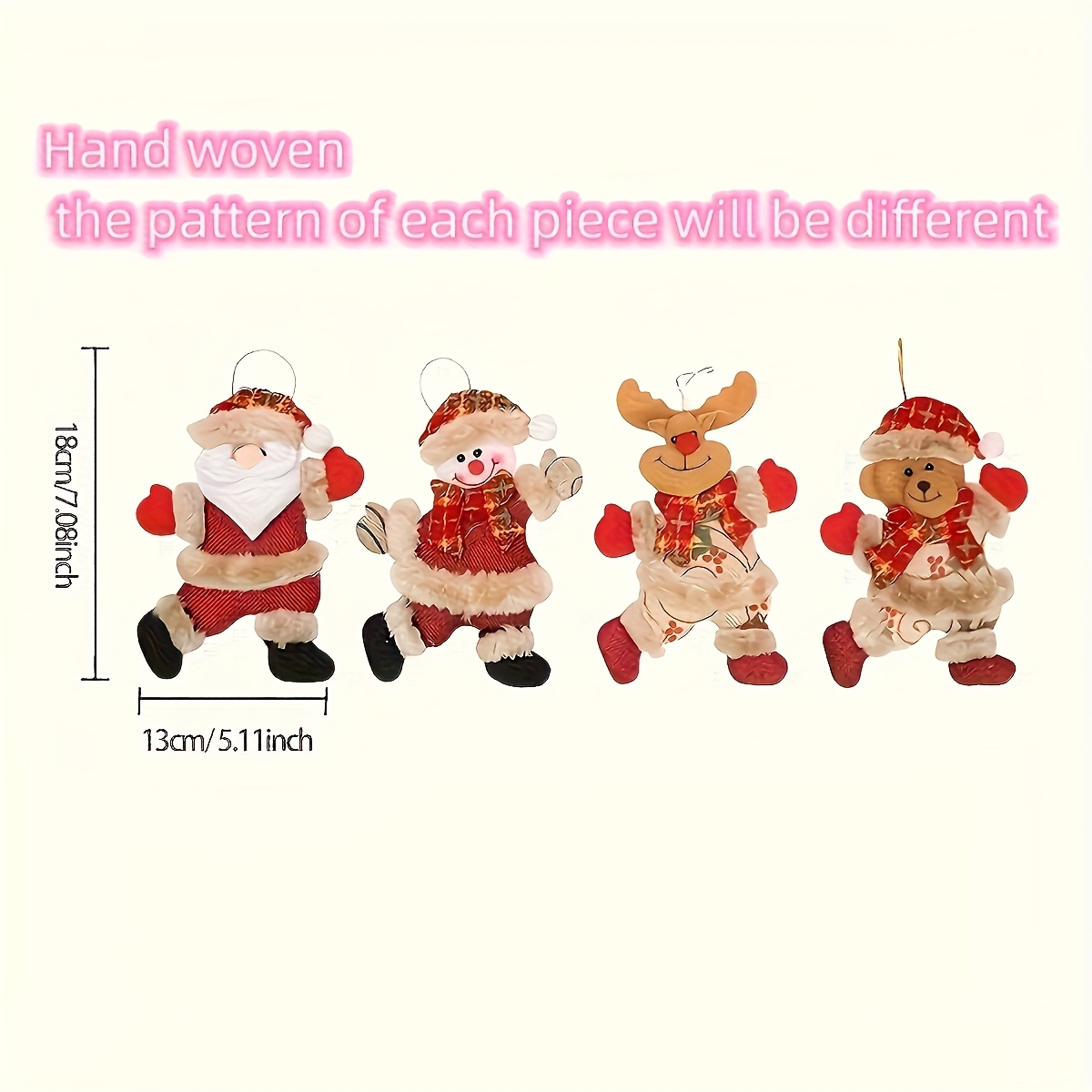 TEMU 4 pezzi/8 pezzi Decorazioni Natalizie in Tessuto per Albero di Natale , Babbo di , , Orsetto di Peluche, Decorazioni Natalizie da Appendere