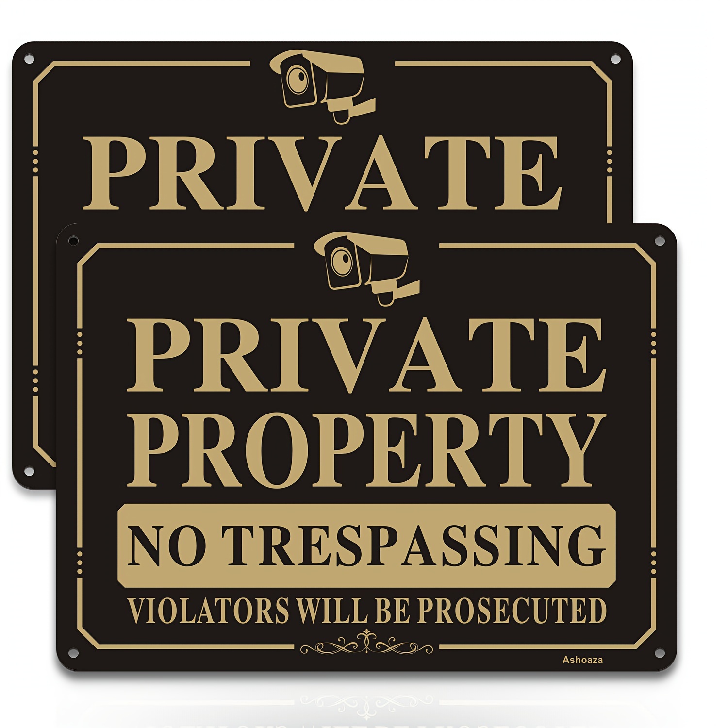 

2-pack Aluminum No Trespassing Signs For - Reflective, Fade-resistant, - 10x7 Inch - Suitable For Entry, Room, Garden - Violators Prosecuted - Up To 8 Years Outdoor Use